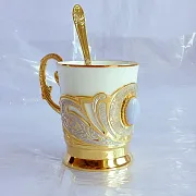 Кофейная пара из фарфора с агатом. Златоуст — оригинальный подарок — фотография 4