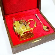 Металлический подстаканник «Малахит» — оригинальный подарок — фотография 3