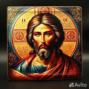 Икона "Христос Вседержитель" дерево, ручная работа — необычный подарок — фотография 4