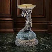 Подсвечник «Водолей» из бронзы и змеевика — оригинальный подарок — фотография 1