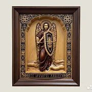 Святой Архангел Михаил икона резная из бука — красивый подарок — фотография 1
