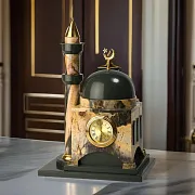 На память: Часы «Мечеть» из яшмы с бронзовым декором — фотография 1