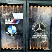 Нарды под стеклом «BMW против Mercedes» — необычный подарок — фотография 2