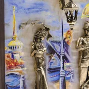 В подарок: Бронзовая картина «Пара. Набережная. Мост» — фотография 6
