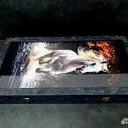 Нарды под стеклом «Лошади» в подарок — фотография 3