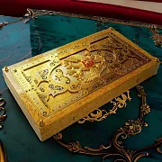 Деревянные нарды «Герб РФ» с позолоченной златоустовской гравюрой в подарок — фотография 1