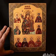Подарочная икона Богоматери "Неувядаемый цвет со святыми" — фотография 1