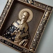 На память: Резная икона Священномученик Евгений — фотография 3