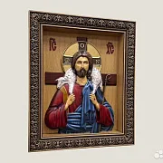 Спас Добрый Пастырь резная икона из дерева — красивый подарок — фотография 2