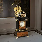 Интерьерные часы «Георгий Победоносец» из тигрового глаза — необычный подарок — фотография 1