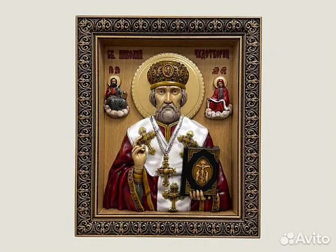 На память: Святой Николай Чудотворец икона из дерева