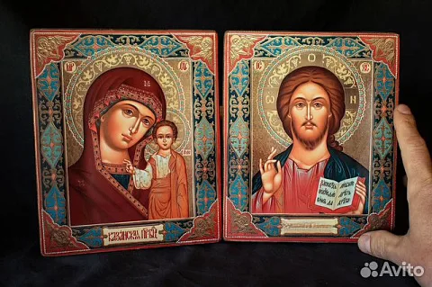 Подарочная венчальная пара. Казанская Богоматерь и Спас