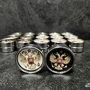 Комплект стальных фишек для нард «Герб России» — оригинальный подарок — фотография 2